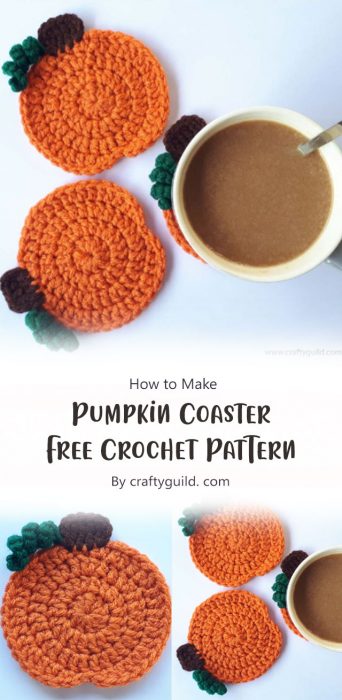 Pumpkin Coaster Free Crochet Pattern By craftyguild. com