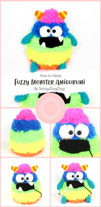 Fuzzy Monster Amigurumi - Free Crochet Pattern By StringyDingDing