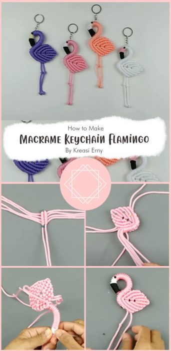 Macrame Keychain Flamingo - Macrame Souvenir By Kreasi Erny