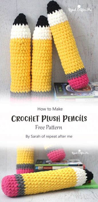 Crochet Plush Pencils By Sarah of repeat after me