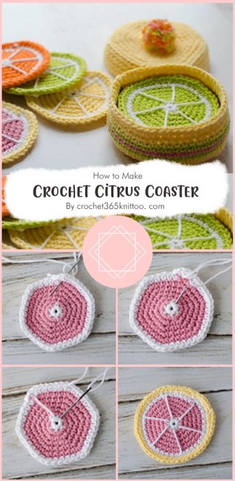 Crochet Citrus Coaster By crochet365knittoo. com