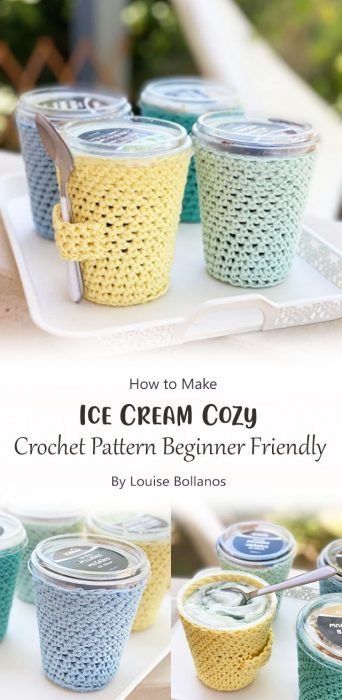 Ice Cream Cozy Crochet Pattern - Beginner Friendly! By Louise Bollanos