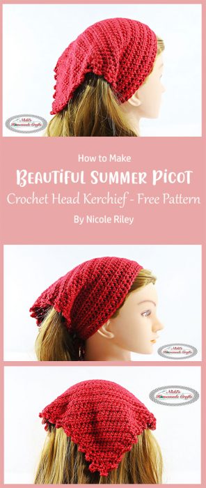 Beautiful Summer Picot Crochet Head Kerchief - Free Pattern By Nicole Riley