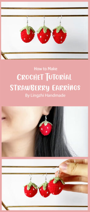 Crochet Strawberry Earrings By Lingzhi Handmade