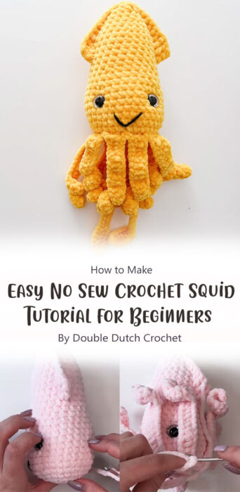 Easy No Sew Crochet Squid Tutorial - Free Amigurumi for Beginners By Double Dutch Crochet