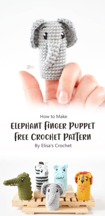 Elephant Finger Puppet Free Crochet Pattern By Elisa's Crochet