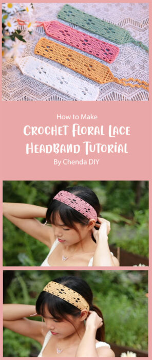 Crochet Floral Lace Headband Tutorial By Chenda DIY