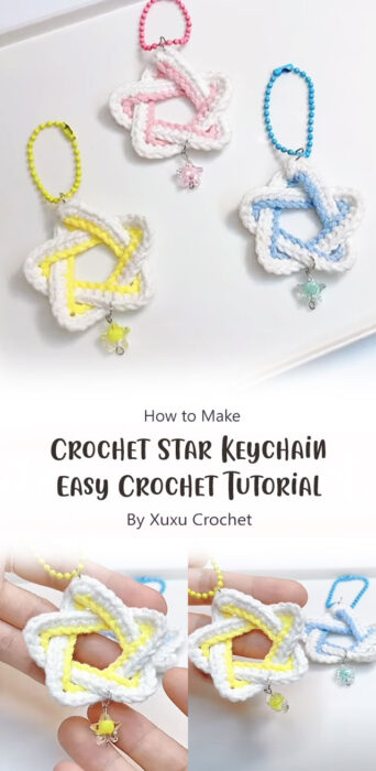 Crochet Star Keychain - Easy Crochet Tutorial By Xuxu Crochet