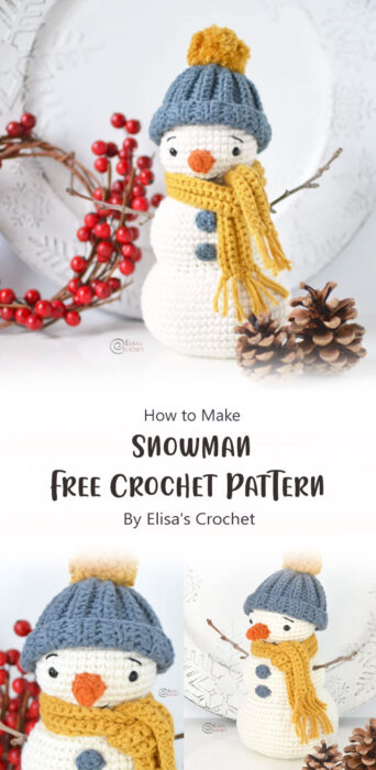 Snowman Free Crochet Pattern By Elisa's Crochet