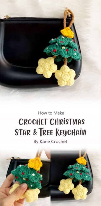 Crochet Christmas Star & Tree Keychain By Kane Crochet