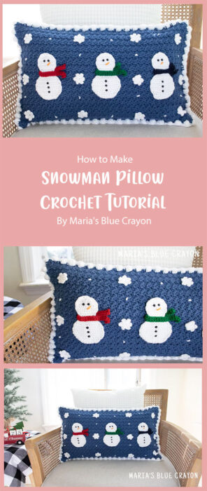 Crochet Snowman Pillow Tutorial By Maria's Blue Crayon