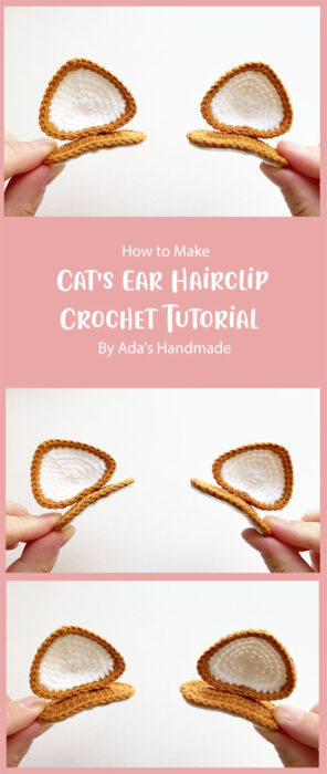 Cat's Ear Hairclip Crochet Tutorial By Ada's Handmade