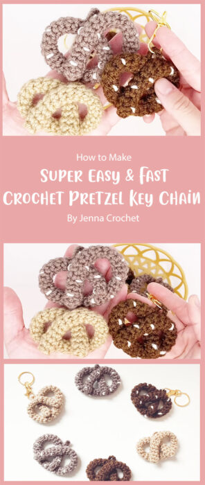 Super Easy & Fast - Crochet a Pretzel Key Chain By Jenna Crochet ♡ 젠나 코바늘