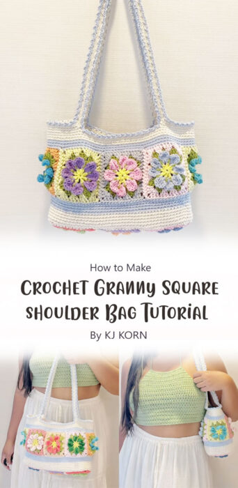 Crochet Granny Square shoulder Bag Tutorial By KJ KORN