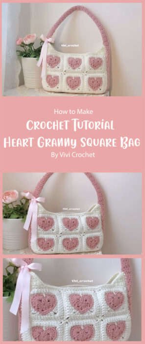 Crochet Heart Granny Square Bag By Vivi Crochet